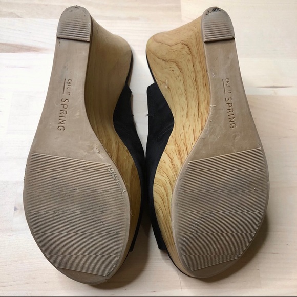Call It Spring Black Platform Slide On Wedges - Picture 6 of 8